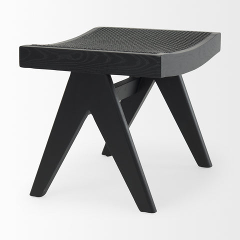 Arvin Black Cane Seat Stool -5