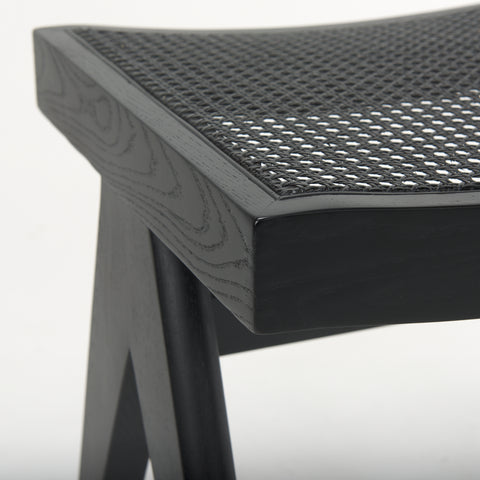 Arvin Black Cane Seat Stool -6