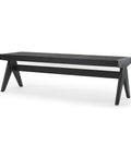 Arvin Black Wood and Cane Dining Bench-1