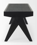 Arvin Black Wood and Cane Dining Bench-4