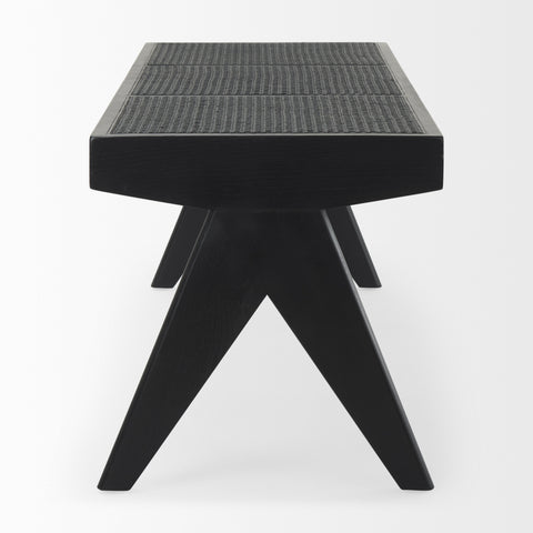 Arvin Black Wood and Cane Dining Bench-4