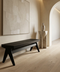 Arvin Black Wood and Cane Dining Bench