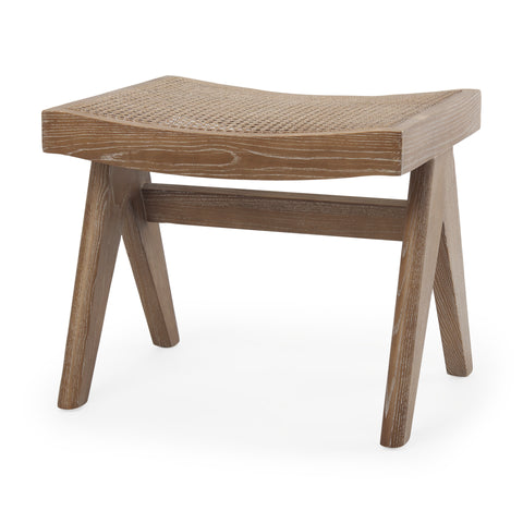 Arvin Medium Brown Cane Seat Stool -1