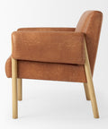 Ashton Brown Vegan Leather & Light Wood Accent Chair-3