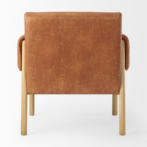 Ashton Brown Vegan Leather & Light Wood Accent Chair-4