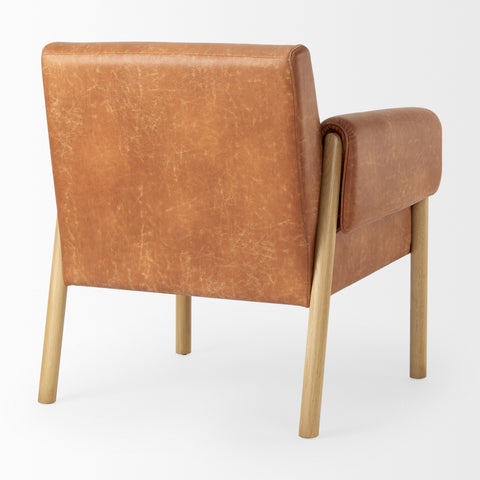 Ashton Brown Vegan Leather & Light Wood Accent Chair-5