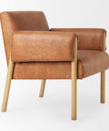 Ashton Brown Vegan Leather & Light Wood Accent Chair-6