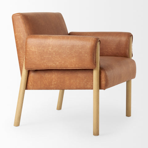 Ashton Brown Vegan Leather & Light Wood Accent Chair-6