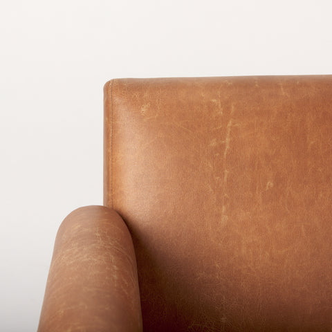 Ashton Brown Vegan Leather & Light Wood Accent Chair-7