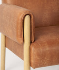 Ashton Brown Vegan Leather & Light Wood Accent Chair-8