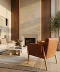 Ashton Brown Vegan Leather & Light Wood Accent Chair