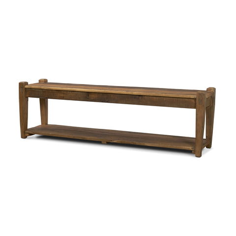 Ashwick Dark Brown Reclaimed Wood Bench -1