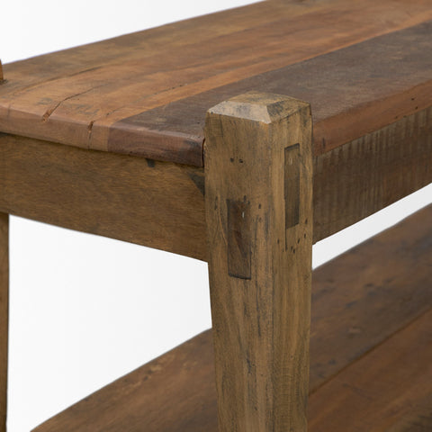 Ashwick Dark Brown Reclaimed Wood Bench -6
