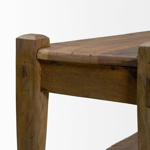 Ashwick Dark Brown Reclaimed Wood Bench -7
