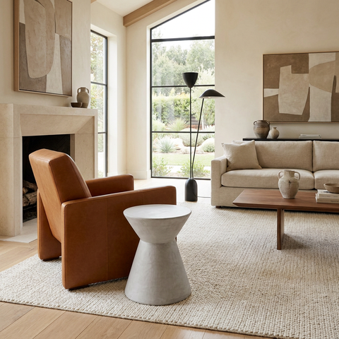 Astley White Concrete End Table -