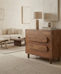 Astrid Medium Brown Mango Wood 3-Drawer Accent Cabinet 