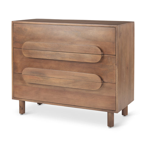 Astrid Medium Brown Mango Wood 3-Drawer Accent Cabinet -1