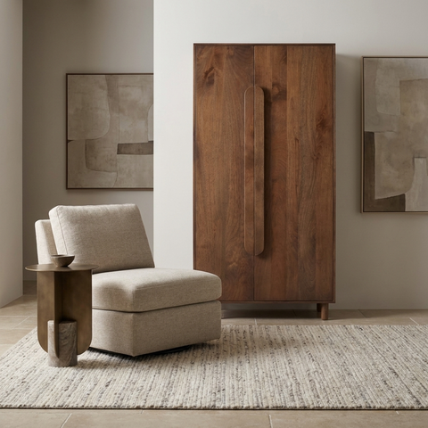 Astrid Medium Brown Solid Mango Wood Armoire