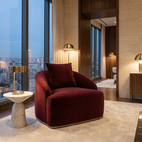 Astrid Merlot Velvet Accent Chair
