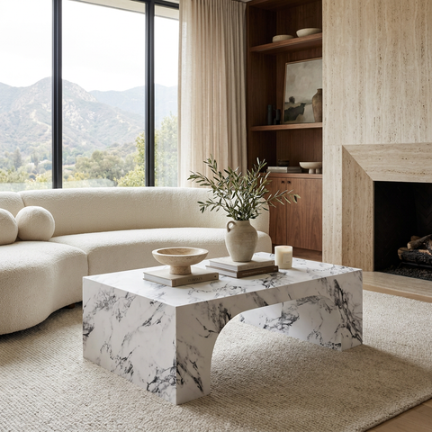 Atticus Bulgari White Marble Coffee Table