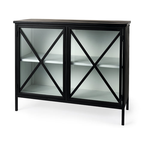 Aurelia Black and White Glass Accent Cabinet -1