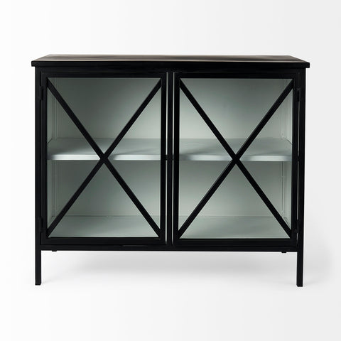 Aurelia Black and White Glass Accent Cabinet -2