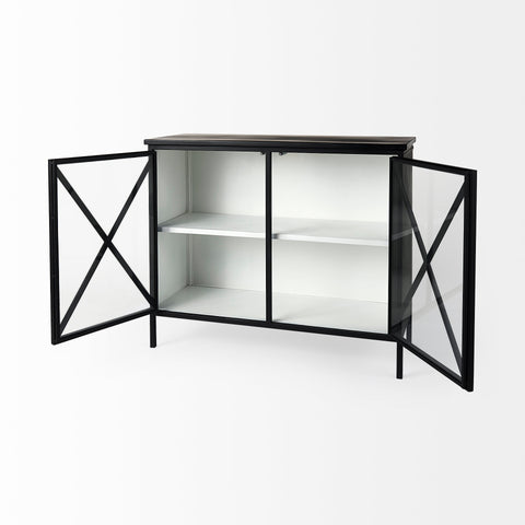 Aurelia Black and White Glass Accent Cabinet -5