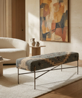Avery I Green & Tan Patterned Bench 