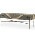 Avery I Green & Tan Patterned Bench -1