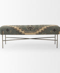 Avery I Green & Tan Patterned Bench -2