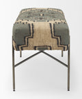Avery I Green & Tan Patterned Bench -3