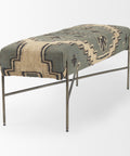 Avery I Green & Tan Patterned Bench -4