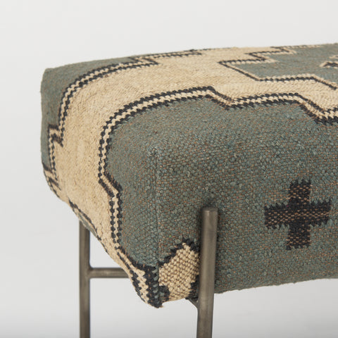 Avery I Green & Tan Patterned Bench -5