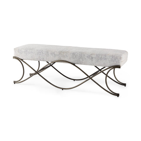Ayla Dark Grey Nickel Frame Bench-1