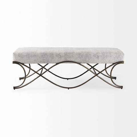 Ayla Dark Grey Nickel Frame Bench-2