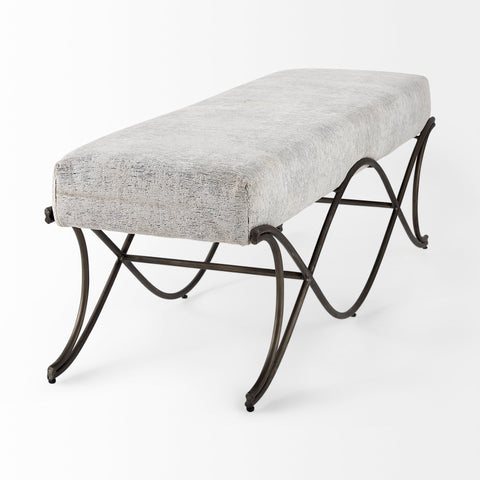Ayla Dark Grey Nickel Frame Bench-4