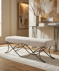 Ayla Dark Grey Nickel Frame Bench