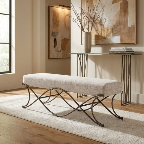 Ayla Dark Grey Nickel Frame Bench