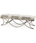 Ayla Grey Fabric Gold Frame Bench-1