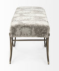 Ayla Grey Fabric Gold Frame Bench-3