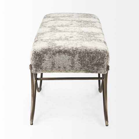 Ayla Grey Fabric Gold Frame Bench-3