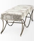 Ayla Grey Fabric Gold Frame Bench-4