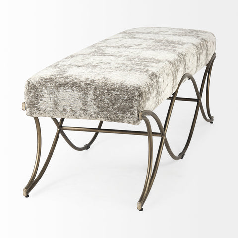Ayla Grey Fabric Gold Frame Bench-4