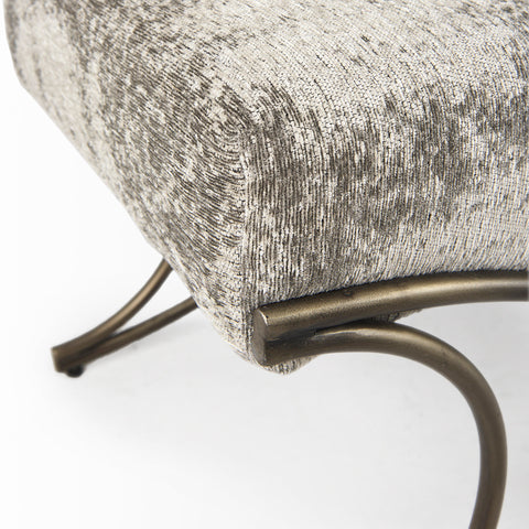Ayla Grey Fabric Gold Frame Bench-5