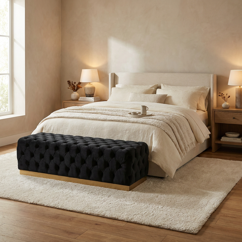 Babette Abbington Black Tufted Bench 