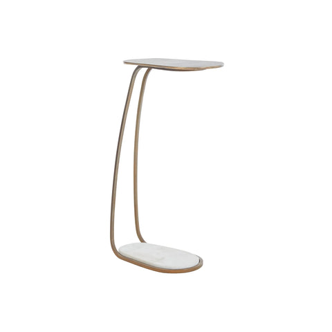Balam White Marble and Antique Brass End Table-1