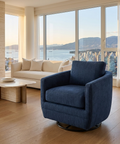 Baltimo Peacock Blue Fabric Swivel Accent Chair
