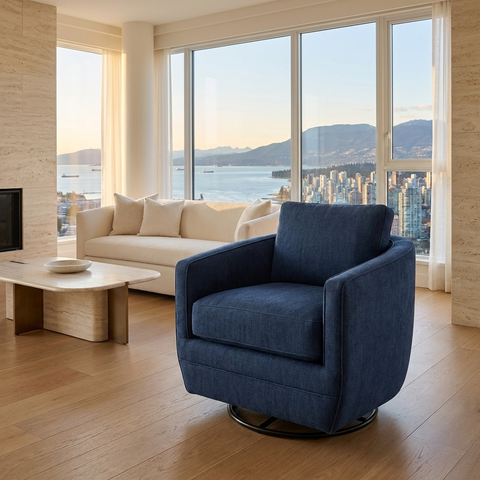 Baltimo Peacock Blue Fabric Swivel Accent Chair