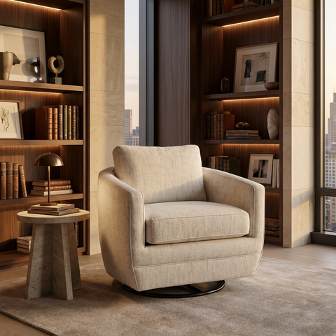 Baltimo Sand Performance Fabric Swivel Accent Chair