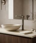 Bamboo Tall Brushed Black Chrome Single Hole Bathroom Faucet 